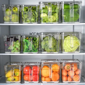 Контейнер-органайзер для хранения продуктов на кухне, Герметичные банки для холодильника, Вместительный ящик для хранения свежих яиц, овощей и фруктов.