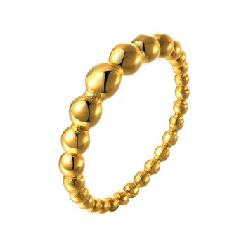 Корейские модные Золотые кольца с бусинами для женщин, свадебные украшения из титановой стали, Круглое Минималистичное кольцо в подарок