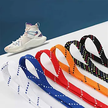Красочный плоский диагональный узор в горошек, двухцветная двухслойная спортивная повседневная модная веревка для обуви 0