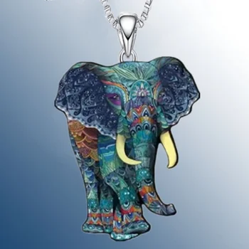 Креативное цветное ожерелье со слоном из нержавеющей стали, мультяшное ожерелье для женщин, ювелирные изделия из нержавеющей стали, подарок на Хэллоуин 0