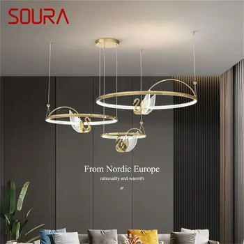 Креативный подвесной светильник SOURA Nordic Swan с круглым кольцом, Люстра, лампа для спальни, гостиной, дома, современные светильники
