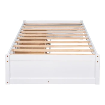 Кровать-платформа двойного размера с 3 выдвижными ящиками, белая 3