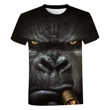 Летняя футболка с 3D-принтом Funny Gorilla, повседневная рубашка с коротким рукавом, Забавная обезьяна, мужская и женская одежда унисекс