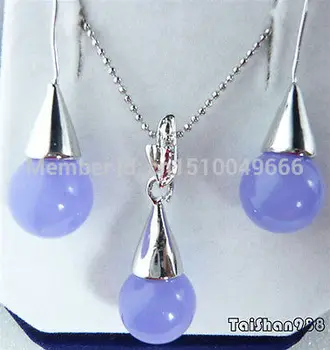 Лидер продаж, серебряное ожерелье с фиолетовым КАМНЕМ, серьги-подвески