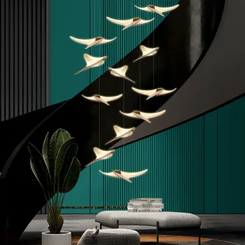 Люстры и светильники светодиодные высокого класса Flying Fish вилла лестница длинное двухуровневое здание гостиная креативный ресторан подвесной светильник