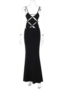 Макси-платье Mozision с открытым вырезом для женщин 2023, новое Элегантное облегающее платье на бретельках, без рукавов, с открытой спиной, Vestidos 5