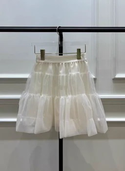 Модная мини-юбка WDMSNA с высокой талией, Тонкая Однотонная Сетчатая юбка трапециевидной формы для женщин, Короткая юбка, Корейская летняя новинка Faldas