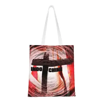 Модная сумка для покупок в Индокитае, многоразовая сумка для покупок французской рок-группы, холщовая сумка для покупок через плечо
