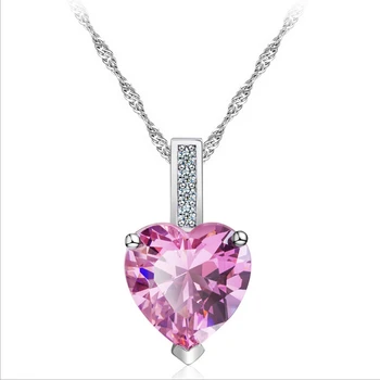 Модное Ожерелье с Подвеской из розового циркона в виде Сердечек и Стрел CZ