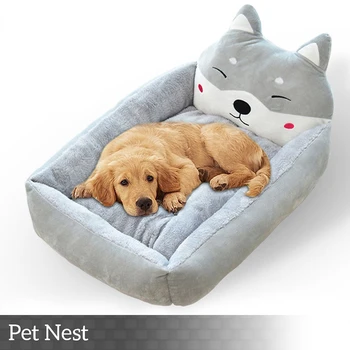 Моющаяся подстилка для маленьких и средних собак, дышащее гнездо, спальный коврик, мультяшный диван, мягкий, теплый