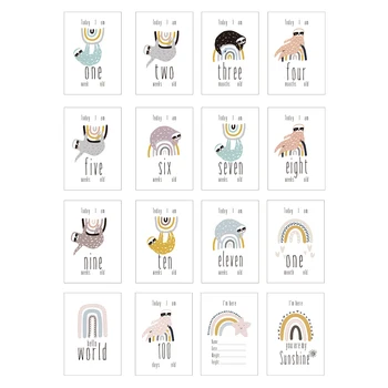 Набор открыток для новорожденных от 0 до 12 месяцев, реквизит для фотосъемки новорожденных с мультяшным рисунком, детские аксессуары