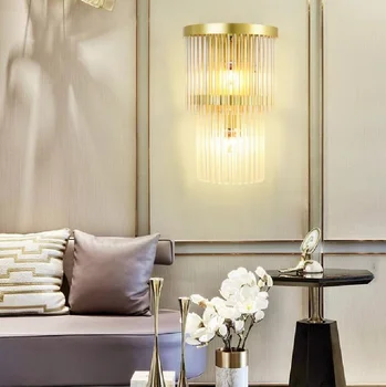 настенный светильник гостиная спальня прикроватная тумбочка индивидуальность креативность фон настенный светильник коридор простая хрустальная лампа в постмодернистском стиле