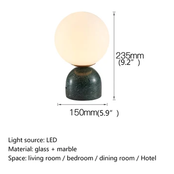 Настольная лампа DEBBY Nordic LED Винтажное стекло Креативный Дизайн Мраморный настольный светильник Современный для дома Декор прикроватной тумбочки в спальне 4