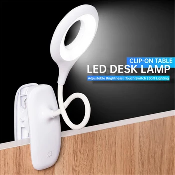Настольная лампа с USB-аккумулятором, светодиодная лампа для чтения книг, ночник с регулируемой яркостью для защиты глаз, ночник для чтения с аккумулятором питания.