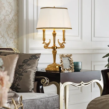 Настольная лампа с медным лебедем Для гостиной, кабинета, спальни, высококлассного прикроватного креативного декоративного комплекса