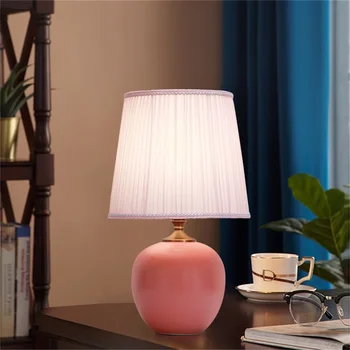 Настольная лампа с сенсорным затемнением Hongcui, керамическая розовая настольная лампа, современное украшение для дома, спальни 2