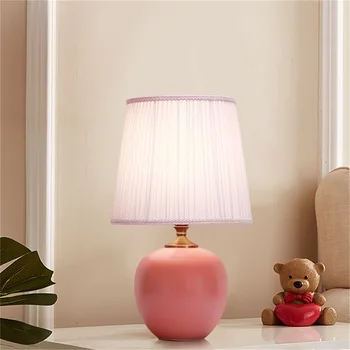 Настольная лампа с сенсорным затемнением Hongcui, керамическая розовая настольная лампа, современное украшение для дома, спальни 3