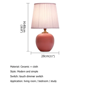 Настольная лампа с сенсорным затемнением Hongcui, керамическая розовая настольная лампа, современное украшение для дома, спальни 4