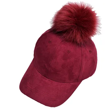 Новая зимняя женская бейсболка из розовой замши с помпоном Женская осенняя повседневная уличная одежда черная кепка 2017 Элегантные женские шляпные кепки