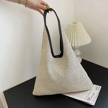 Новая соломенная тканая сумка модная простая открытая сумка через плечо пляжная сумка в китайском стиле из травяной ткани