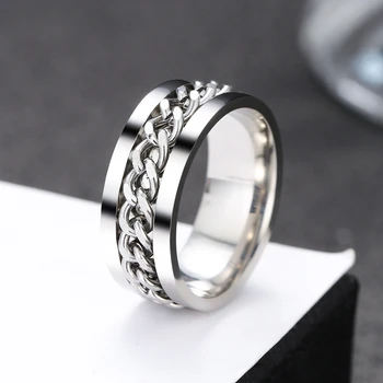 Новое крутое вращающееся кольцо для пары из нержавеющей стали, Высококачественная вращающаяся цепочка, Вращающиеся кольца для женщин, мужские украшения в стиле панк, подарок для вечеринки