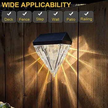 Новый Солнечный Свет Открытый Водонепроницаемый Ip65 Садовый Солнечный Алмазный Настенный Светильник Влагостойкий Беспроволочный Забор Лампа Garden Decor luz solar