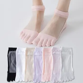 Носки Five Fingers, женские Повседневные короткие носки средней длины, Хлопчатобумажные носки с невидимым сетчатым разрезом, Дышащие Тонкие Прозрачные Носки