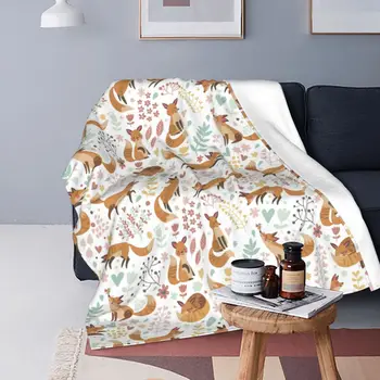 Одеяла с рисунком лисы, Фланелевые одеяла с милым животным принтом, многофункциональные легкие тонкие одеяла для дивана, покрывало для дивана