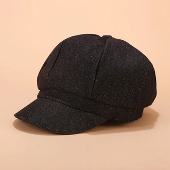 Однотонная Весенне-летняя шляпа художника с короткими полями, берет, Модная Новая женская шляпа газетчика, остроконечная кепка 4