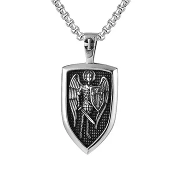 Ожерелье с медалью Святого Архангела Михаила и Щитом из нержавеющей стали 0