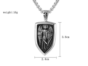 Ожерелье с медалью Святого Архангела Михаила и Щитом из нержавеющей стали 1