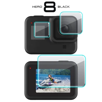 Оптовая продажа, защитная пленка для экрана из закаленного стекла, чехол для GoPro Hero 8, черная защита объектива, Защитная пленка Gopro8 Go pro