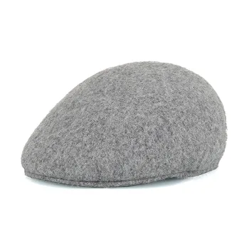 Осенне-зимняя теплая кепка с плоским козырьком, мужской повседневный берет, Шерстяная плоская шляпа для папы, для отдыха