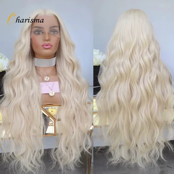 Парик Charisma из синтетического кружева спереди для женщин, светлый парик с объемной волной длиной 26 дюймов, средняя часть, натуральная линия роста волос, парики для косплея