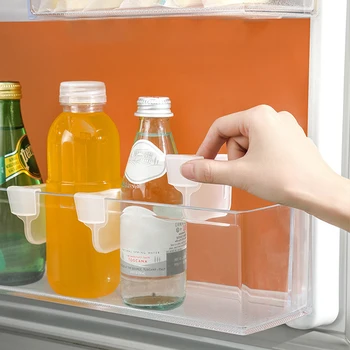 Перегородка для хранения холодильника, Пластиковая полка для кухонных инструментов и бутылок, Зажимы для разделения боковой двери холодильника 3