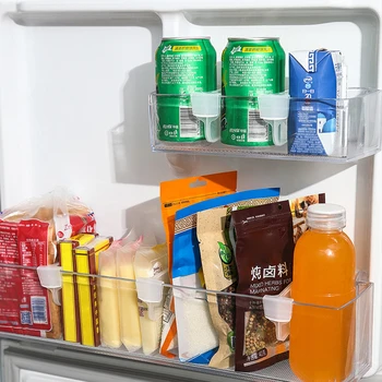 Перегородка для хранения холодильника, Пластиковая полка для кухонных инструментов и бутылок, Зажимы для разделения боковой двери холодильника 4