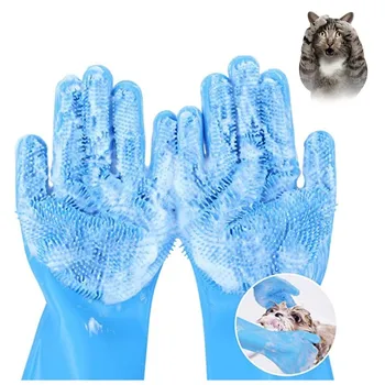 Перчатки для ухода за домашними животными, термостойкие перчатки для купания кошек с высокой плотностью, силиконовые перчатки для массажа собак, перчатки для удаления волос