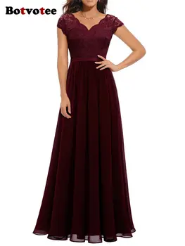 Платья Макси Botvotee с V-образным вырезом для женщин 2023, Новая мода, Винтажное Кружевное Шифоновое платье Y2k, Элегантные повседневные вечерние платья 1
