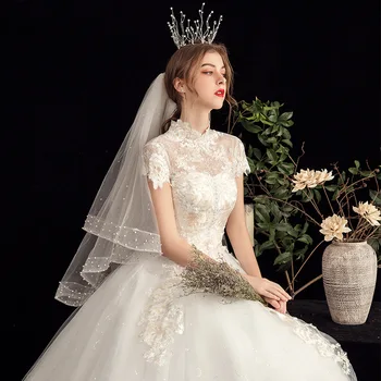 Платья невесты, свадебное платье, свадебное платье, темперамент невесты, Маленькое Французское свадебное платье принцессы для похудения длиной до пола, H998