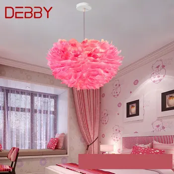 Подвесной светильник TEMAR Nordic Креативный Современный розовый светодиодный Винтажный светильник с перьями для домашнего декора столовой спальни