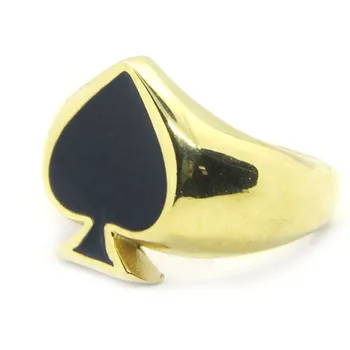 Поддержка челнока Новейшее Золотое кольцо Ace Of Spade Ювелирные изделия из нержавеющей стали 316L Золотое сердце Кольцо