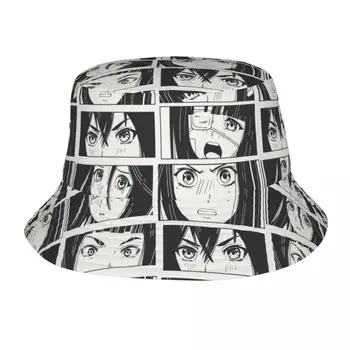 Подростковая панама, черно-белая, в стиле манга, аниме, летняя пляжная шляпная одежда, которую можно упаковать, Походная кепка для рыбалки, шляпа-боб