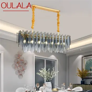 Прямоугольная подвесная люстра OULALA Постмодернистский домашний светодиодный светильник для гостиной-столовой