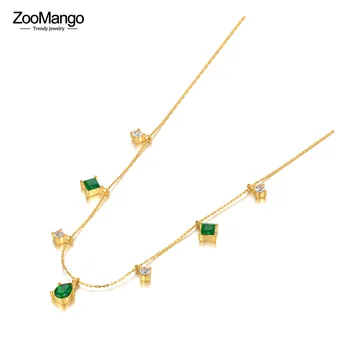 Свадебное ожерелье ZooMango из титана и нержавеющей стали, модное ожерелье с подвеской в виде капли воды CZ Crystal Charm Для женщин ZN22081