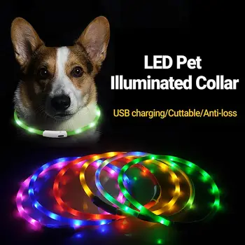 Светящееся ожерелье для собак, Высококачественный перезаряжаемый светящийся ошейник, ночная безопасность, Мигающий светящийся ошейник, товары для домашних животных