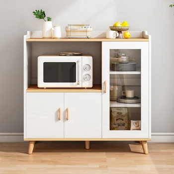 Скандинавские деревянные кухонные шкафы стеллаж Простая кухонная мебель Современная гостиная Настенный буфет Домашний многослойный шкаф для хранения вещей