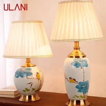 Современная керамическая настольная лампа ULANI со светодиодной подсветкой в китайском стиле, простой креативный Прикроватный светильник для дома, гостиной, спальни