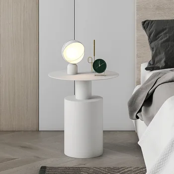 Современная минималистичная прикроватная тумбочка в скандинавском стиле, круглый маленький столик для спальни, креативная прикроватная тумбочка, легкий роскошный край и несколько ик- 2