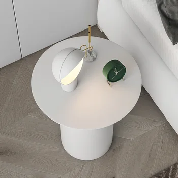 Современная минималистичная прикроватная тумбочка в скандинавском стиле, круглый маленький столик для спальни, креативная прикроватная тумбочка, легкий роскошный край и несколько ик- 3