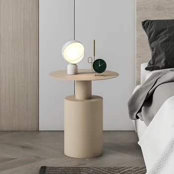 Современная минималистичная прикроватная тумбочка в скандинавском стиле, круглый маленький столик для спальни, креативная прикроватная тумбочка, легкий роскошный край и несколько ик- 4